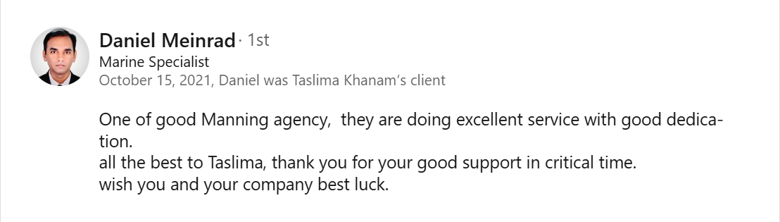 Daniel Meinrad - marine specialist khalid shipping dubai, UAE